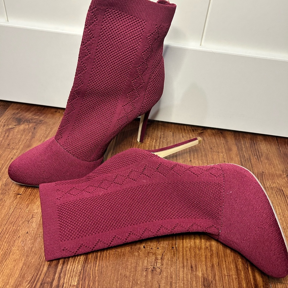 JustFab Burgundy Heeled Booties